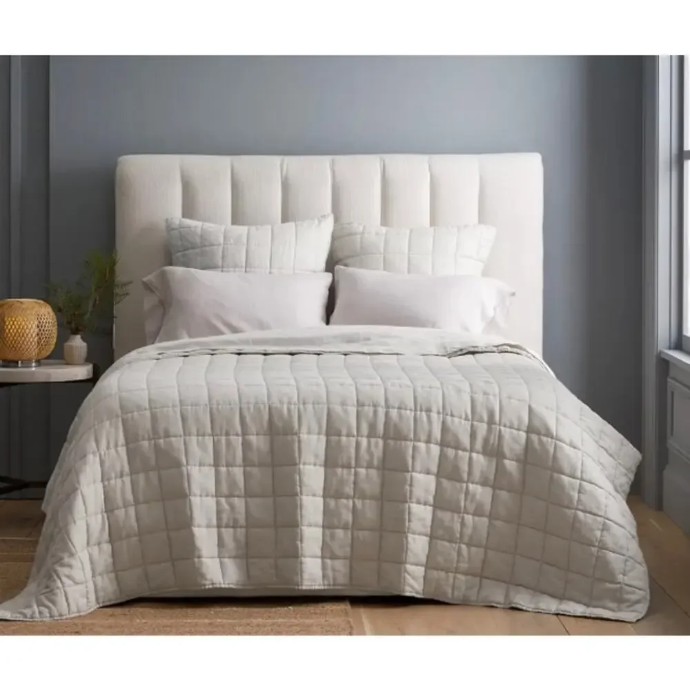 Quince European Linen Quilted Box Euro 26X 26 Sham Sand NWOT #39
